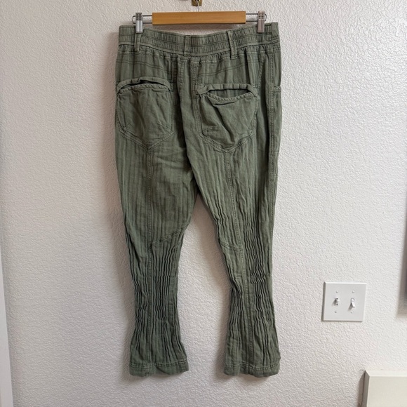 Free People Big Hit Slouch Pants Green Linen Blend Size Medium - Picture 3 of 6